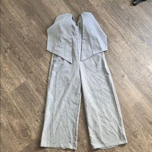 Pinstriped Wide Leg Sleeveless Jumpsuit